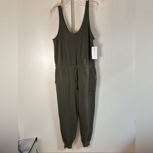 Athleta Khaki Sleeveless Jumpsuit